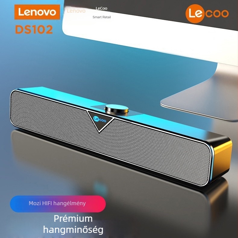Lecoo DS102 Hosszú asztali vezetékes hangszóró subwooferrel és Bluetooth-szal, laptophoz és asztali számítógéphez