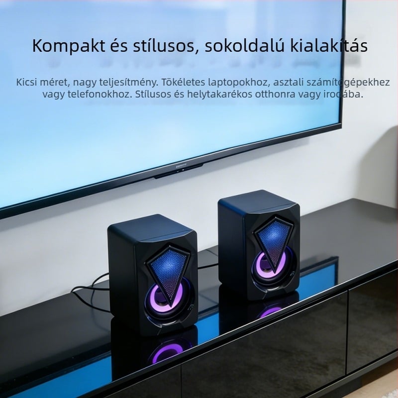 Bluetooth USB hangszóró notebookhoz – kompakt RGB multimédiás asztali hangszóró