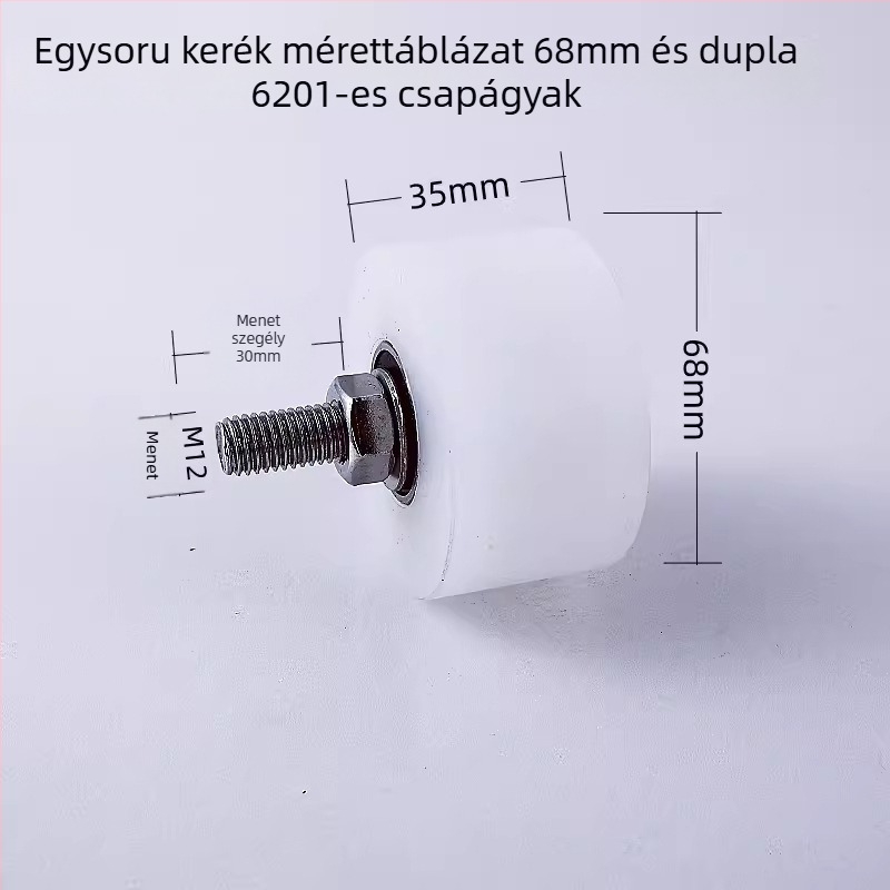 304 rozsdamentes acélból készült nehéz teherbírású emelő fix görgő sínkerekes Ø35mm, M8 tengely, modell 4516, maximális teher 100