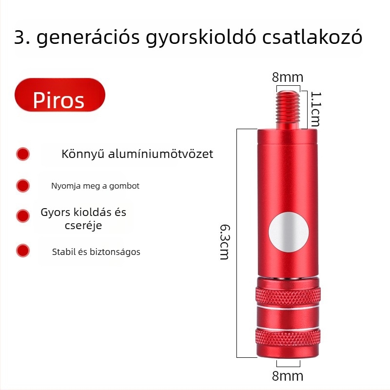 Horgász háló rud anti-rotációs csatlakozó, nyomógombos gyorscsatlakozó fej, alumíniumötvözet, Dashi