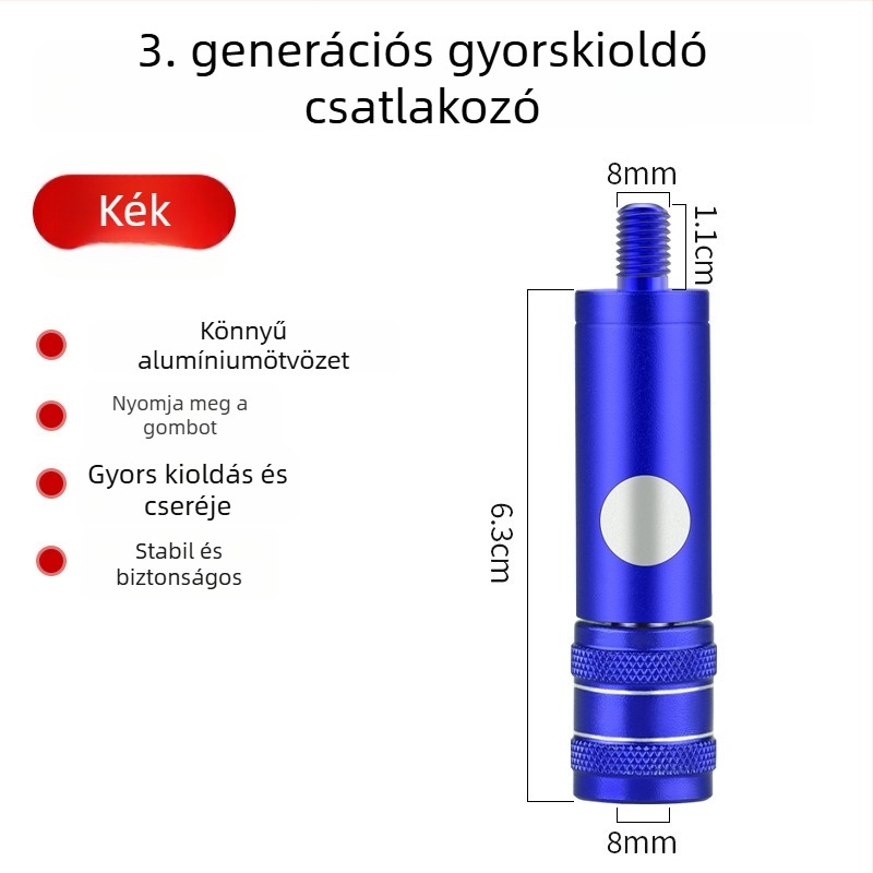 Horgász háló rud anti-rotációs csatlakozó, nyomógombos gyorscsatlakozó fej, alumíniumötvözet, Dashi
