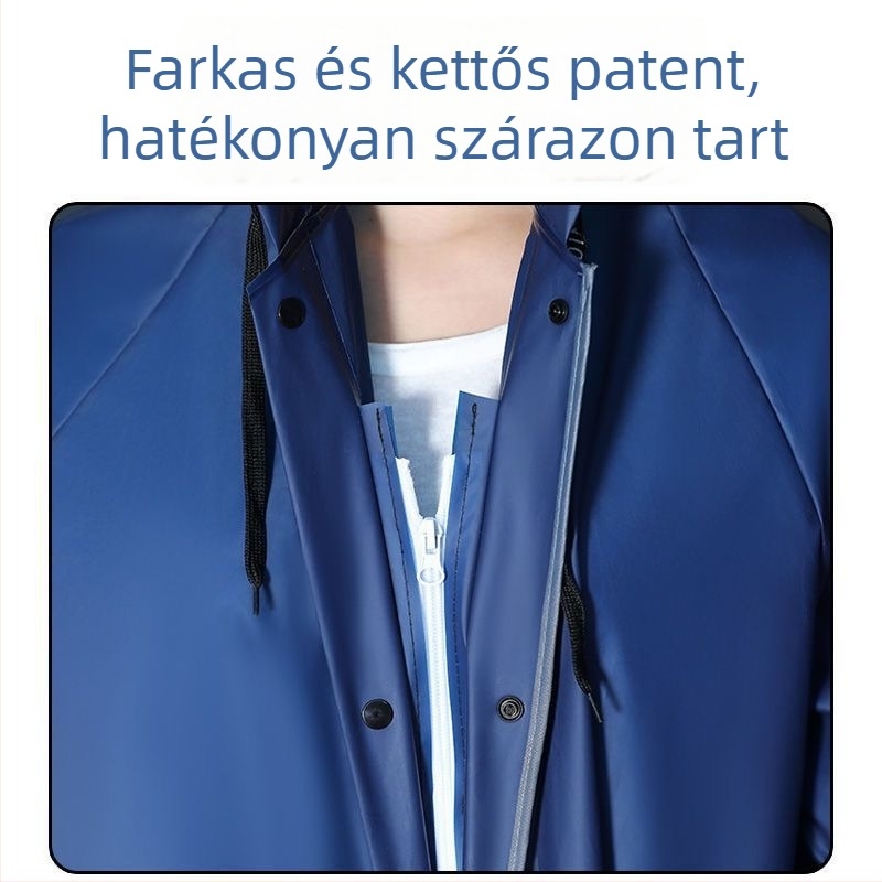Esőköpeny elektromos járműhöz / motorkerékpárhoz - hosszú, teljes testet fedő, egy darabos kialakítás, EVA anyag 15 denier, felnőtt vezetők számára, minimalist stílus