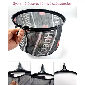 Szén- és alumíniumötvözetből készült horgász hálófej, nano gyorsan száradó hálóval, ultra könnyű, cserélhető háló, finom háló (mélység 30; teherbírás 30)