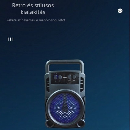 Vezeték nélküli Bluetooth hangszóró 1360 – Hordozható otthonra és kültérre, Karaoke, 10W, Bluetooth 5.0, 100Hz-20kHz, Beépített akkumulátor