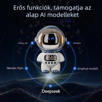 AI ébresztőóra űr témával, vezeték nélküli Bluetooth hangszóró Wi‑Fi-vel, 5W, 1200–2000mAh, 100Hz–20kHz, SNR ≥85dB, 10m hatótávolság