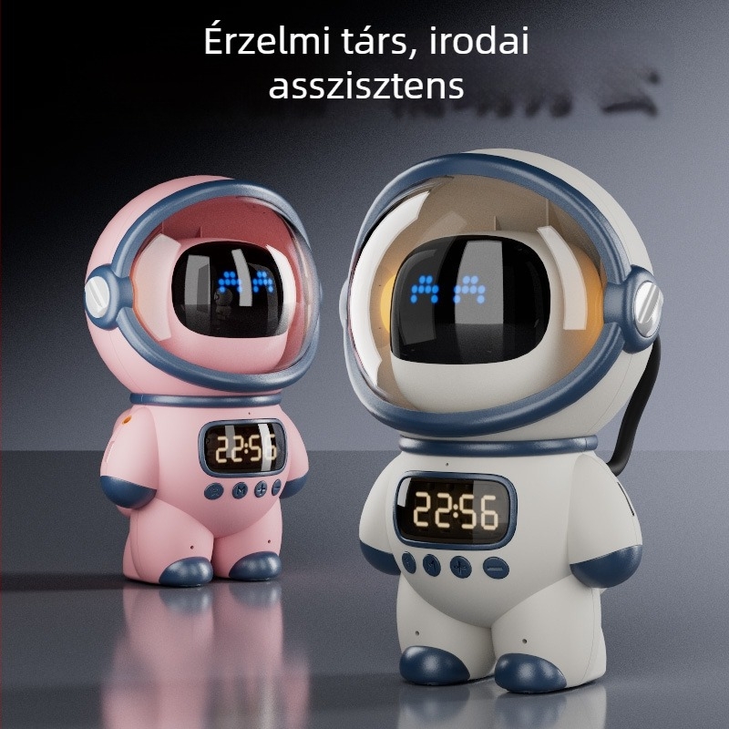 AI ébresztőóra űr témával, vezeték nélküli Bluetooth hangszóró Wi‑Fi-vel, 5W, 1200–2000mAh, 100Hz–20kHz, SNR ≥85dB, 10m hatótávolság