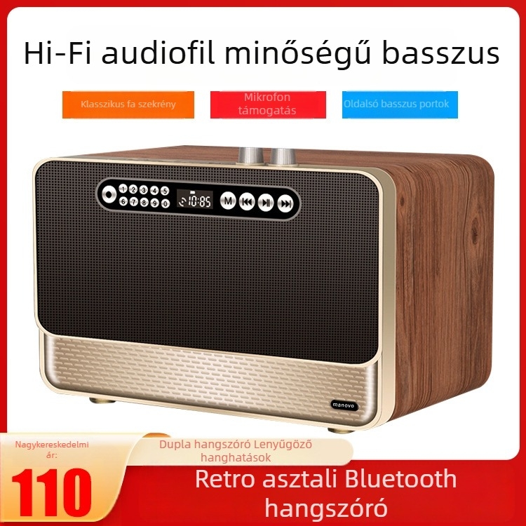 W2 fából Bluetooth hangszóró otthoni használatra TF-kártya foglalattal