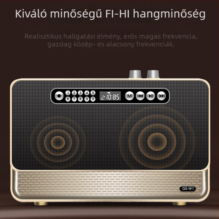W2 fából Bluetooth hangszóró otthoni használatra TF-kártya foglalattal