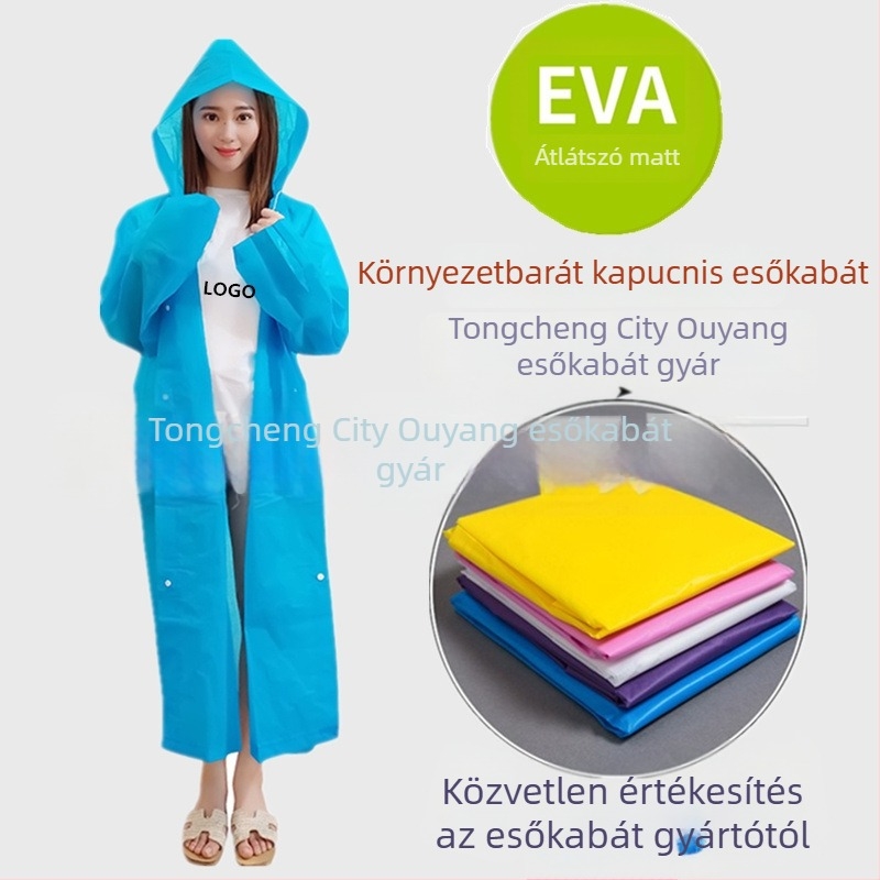 Felnőtt EVA esőkabát, vastagított, többször használható, utazáshoz könnyű poncsó, 100 g
