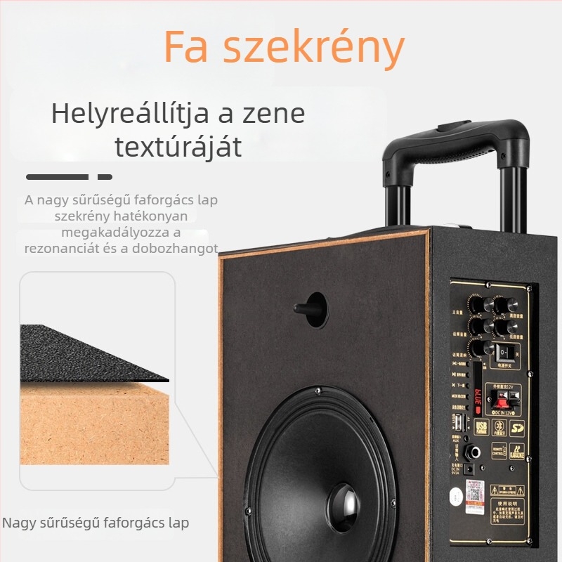 Chigo Bluetooth karaoke hangfal – nagy hangerő, fa burkolatú ház, hordozható kültéri hangfal square dance-hez, 20W, otthoni használatra