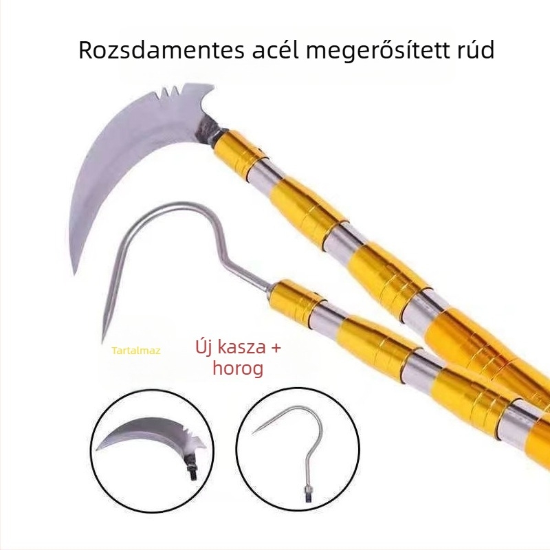 Rozsdamentes acélból készült teleszkópos rúd hálóhoz, halászathoz, gyümölcsszedéshez és üveg tisztításához