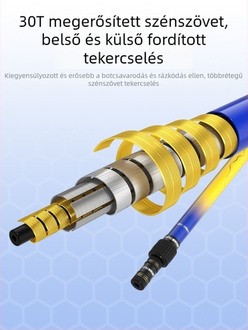 Szénszálas horgászbot imitált szénháló fejjel, ultrakönnyű, ultrakemény, teleszkópos, szagálló, teljes készlet