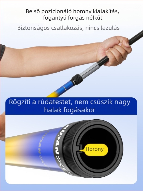 Szénszálas horgászbot imitált szénháló fejjel, ultrakönnyű, ultrakemény, teleszkópos, szagálló, teljes készlet