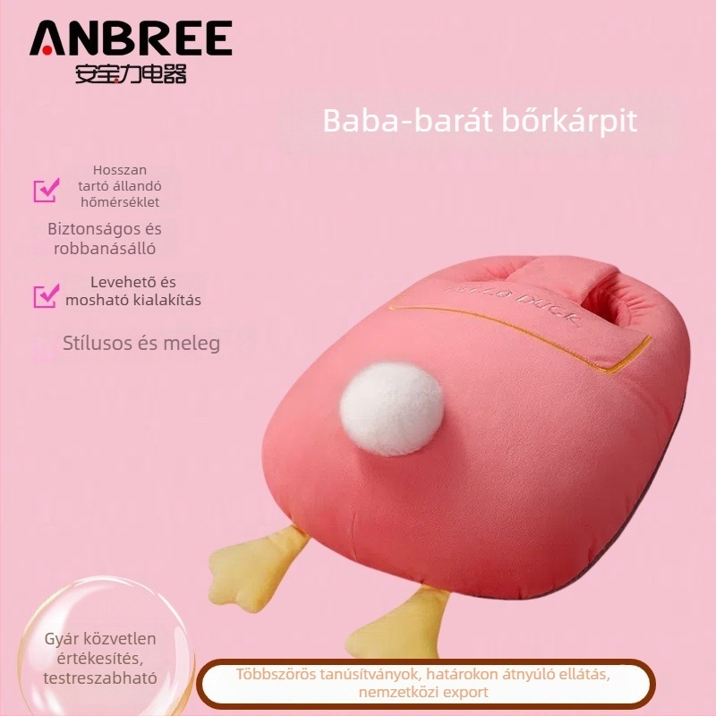 Íróasztal alatti lábmelegítő, plüss kivitelben, újratölthető, levehető és mosható huzattal, 220V 400W, modell ANB-NJB005, egy személy számára, forróvizes palackkal történő fűtés, robbanásbiztos töltés klipszel