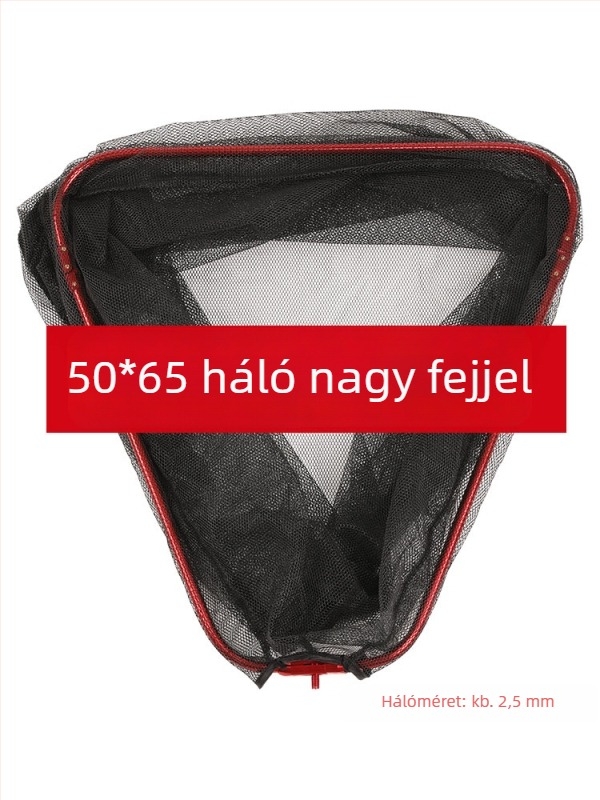 Összecsukható háromszög alakú horgász hálófej ragasztóval bevont és mélyített hálózsák