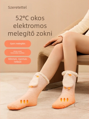 Férfi otthoni papucs fűtőtalppal, báránygyapjú felsőrész, USB-vel