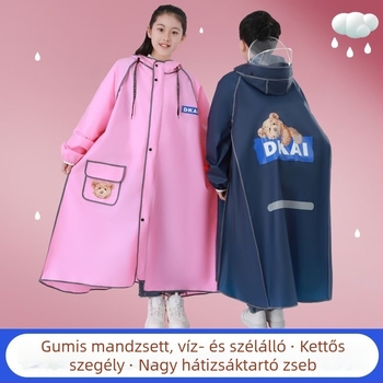 Gyerekeknek szánt EVA esőponcsó kerékpározáshoz, rajzfilm stílusú, elasztikus ujjak, elülső cipzár, logónyomás és testreszabás elérhető