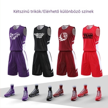Kétoldalas kosárlabda edzőruha felnőtteknek, uniszex, gyorsan száradó, 100% poliészter.
