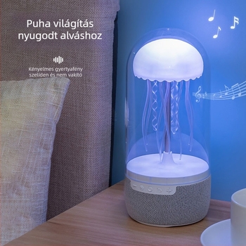 Medúza alakú Bluetooth hangszóró otthoni használatra, kompakt asztali dekoráció hosszú üzemidővel - Bluetooth 5.0, 5W, 100 Hz-20 kHz, 1000-1200 mAh, hatótáv 10 m.