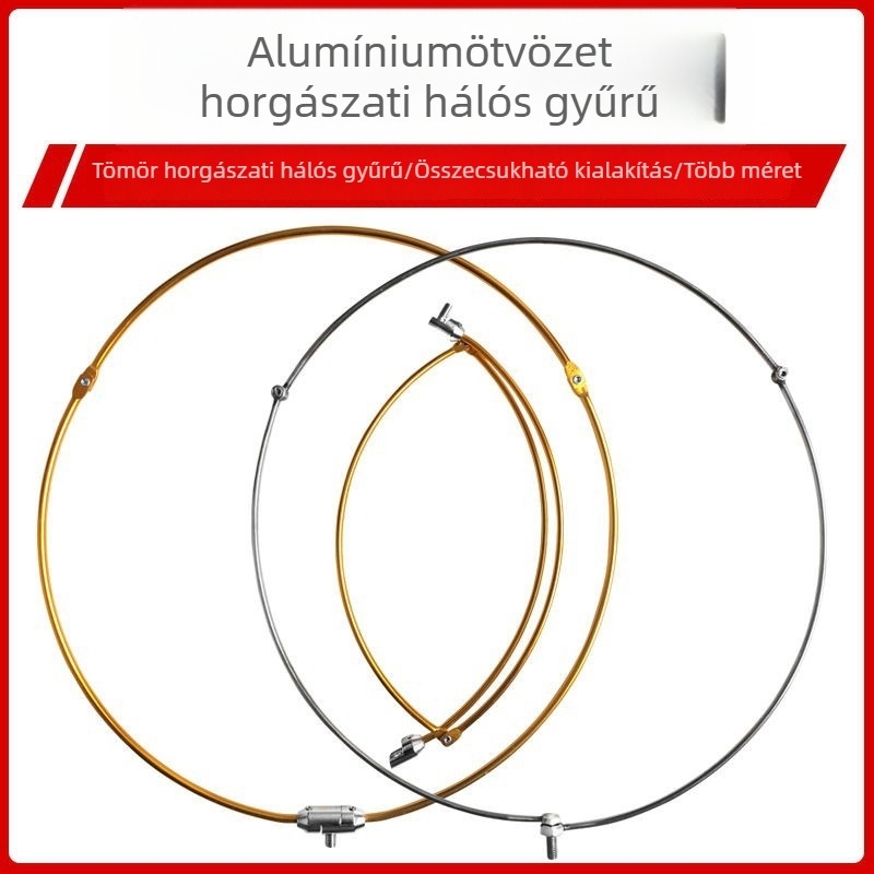 Titánötvözetből készült hálógyűrű, tömör gyűrű, ultra-könnyű, ultra-kemény, összecsukható kerek keret, extrán vastag tengeri horgászathoz