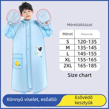 Gyerek esőponcsó, teljes testet fedő, EVA anyag, rajzfilmszerű stílus, súly 0,3 kg