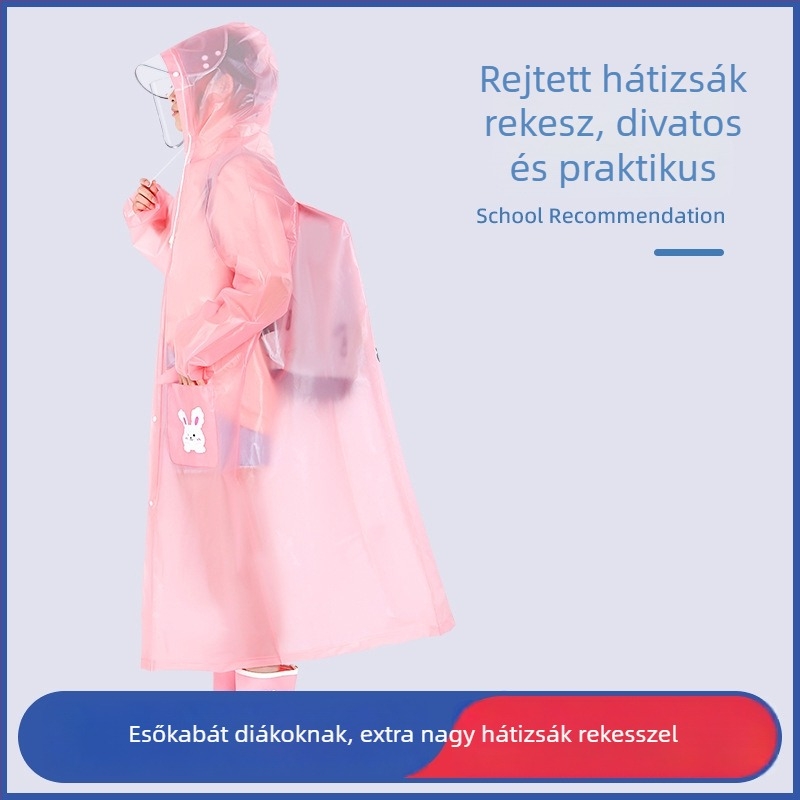 Gyerek esőponcsó, teljes testet fedő, EVA anyag, rajzfilmszerű stílus, súly 0,3 kg