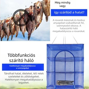 Összecsukható szárító háló halakhoz és zöldségekhez, legyek ellen védő ketrec, nylon anyagból, eredet: Kína, márka nélküli