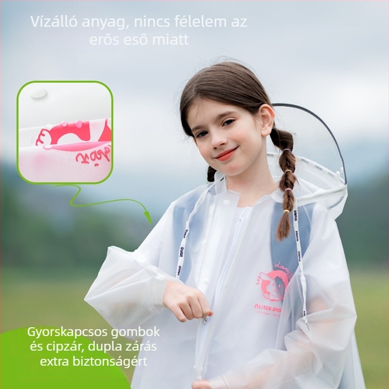 Gyerek EVA esőponcsó, vízálló, szétválasztott stílus, teljes testvédelem, könnyű 0.35 kg