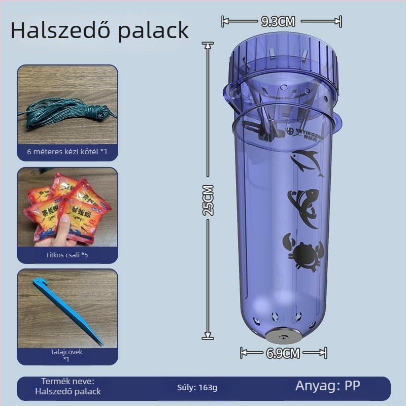 Kempingfelszerelés gyerekeknek — nagy halfogó palack, leesésálló kivitel, halak fogásához folyókhoz és patakokhoz