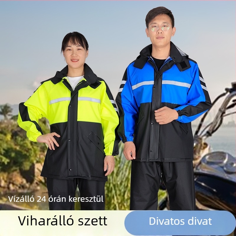 Felnőtt esőkabát készlet, osztott dizájn, PVC anyag, 1 személyre, magas frekvenciájú varratok