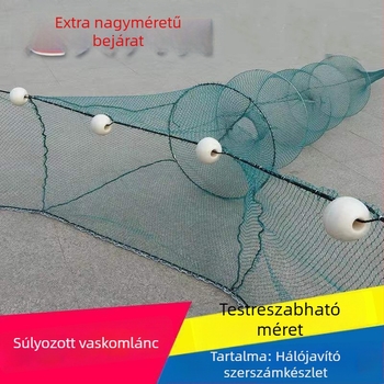 Nagy folyami halászháló nyolcas formájú dizájnnal és trawl résszel, összecsukható ujjháló kis garnéla számára, szájzáró háló, horgászfelszerelés
