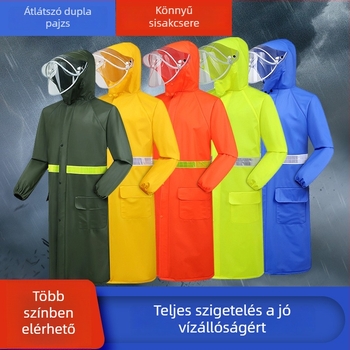 Súlyos esőponcsó hosszított dizájnnal, laminált kötött anyag és PVC vízálló réteg, alkalmas árvízvédelmi és higiéniai feladatokra