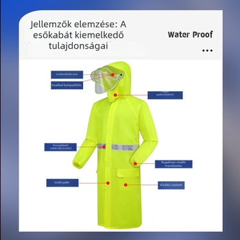 Súlyos esőponcsó hosszított dizájnnal, laminált kötött anyag és PVC vízálló réteg, alkalmas árvízvédelmi és higiéniai feladatokra