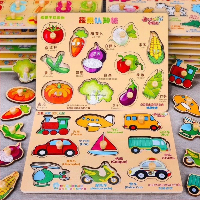 Dennich Montessori Fa Puzzle fejlesztő tábla – oktatási játék 4–6 éveseknek