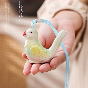 Porcelánból készült állati síp kötelekkel lógó medállal, Yuling kerámia okarina kínai stílusban