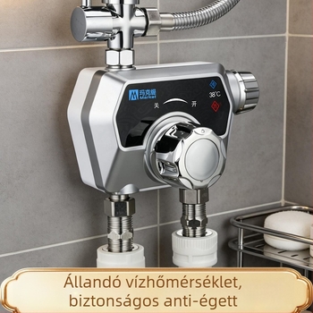 Rozsdamentes acél termosztatikus zuhanycsap — egyrészes kialakítás; termosztatikus szelepmag; nyitás kulccsal.