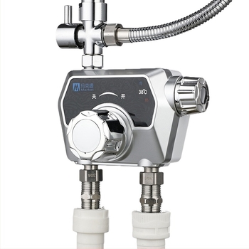 Rozsdamentes acél termosztatikus zuhanycsap — egyrészes kialakítás; termosztatikus szelepmag; nyitás kulccsal.