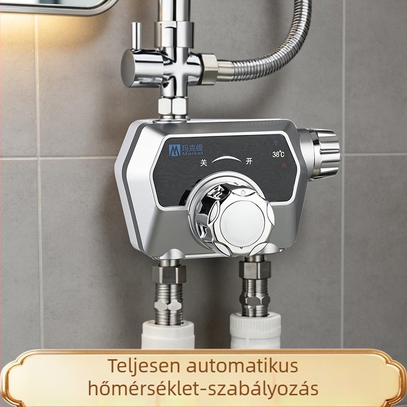 Rozsdamentes acél termosztatikus zuhanycsap — egyrészes kialakítás; termosztatikus szelepmag; nyitás kulccsal.