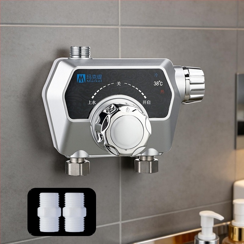 Rozsdamentes acél termosztatikus zuhanycsap — egyrészes kialakítás; termosztatikus szelepmag; nyitás kulccsal.