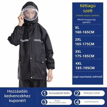 Felosztott esőkabát poncsó felnőtteknek, Hongtian ruiqi márka, anyag normál vastagságú, 1,2 kg tömeg, ideális túrázáshoz és kerékpározáshoz.