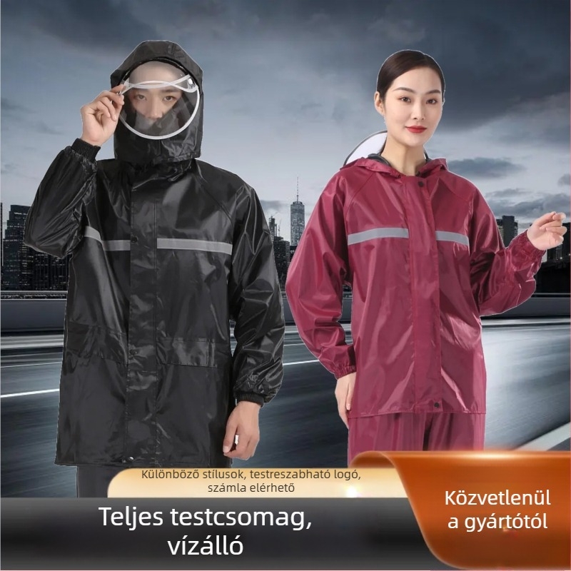 Felosztott esőkabát poncsó felnőtteknek, Hongtian ruiqi márka, anyag normál vastagságú, 1,2 kg tömeg, ideális túrázáshoz és kerékpározáshoz.