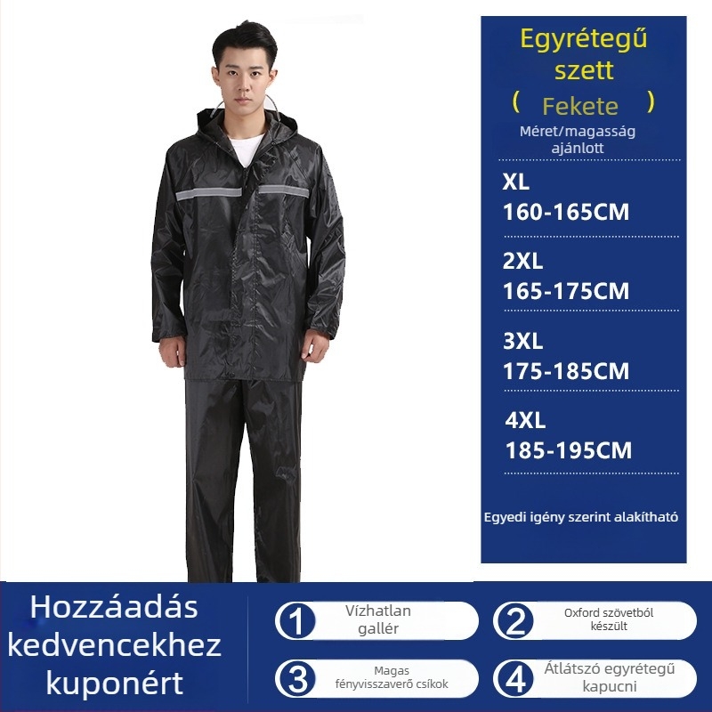 Felosztott esőkabát poncsó felnőtteknek, Hongtian ruiqi márka, anyag normál vastagságú, 1,2 kg tömeg, ideális túrázáshoz és kerékpározáshoz.