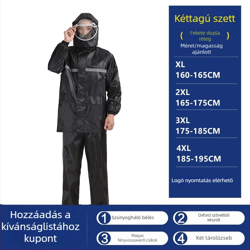 Felosztott esőkabát poncsó felnőtteknek, Hongtian ruiqi márka, anyag normál vastagságú, 1,2 kg tömeg, ideális túrázáshoz és kerékpározáshoz.