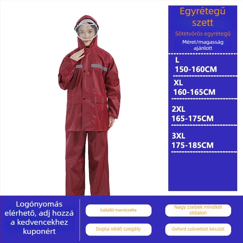 Felosztott esőkabát poncsó felnőtteknek, Hongtian ruiqi márka, anyag normál vastagságú, 1,2 kg tömeg, ideális túrázáshoz és kerékpározáshoz.