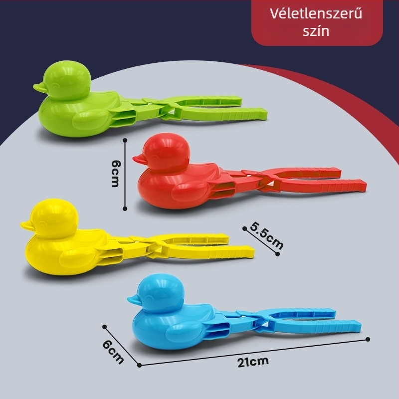 Kacsa formájú hógolyócsipesz játék; műanyag kivitel, hálós zacskó csomagolás, 7–14 éveseknek (Műanyag; Hálós zacskó csomagolás; Korosztály 7–14)