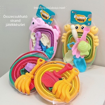 Összecsukható szilikon tengerparti homokvödör – hordozható homokozó készlet, műanyag kivitel, 15–35 éves fiatalok számára