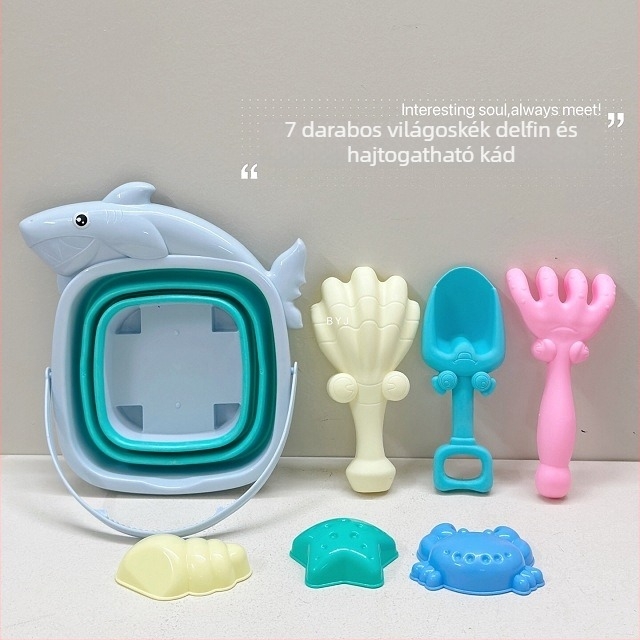 Összecsukható szilikon tengerparti homokvödör – hordozható homokozó készlet, műanyag kivitel, 15–35 éves fiatalok számára