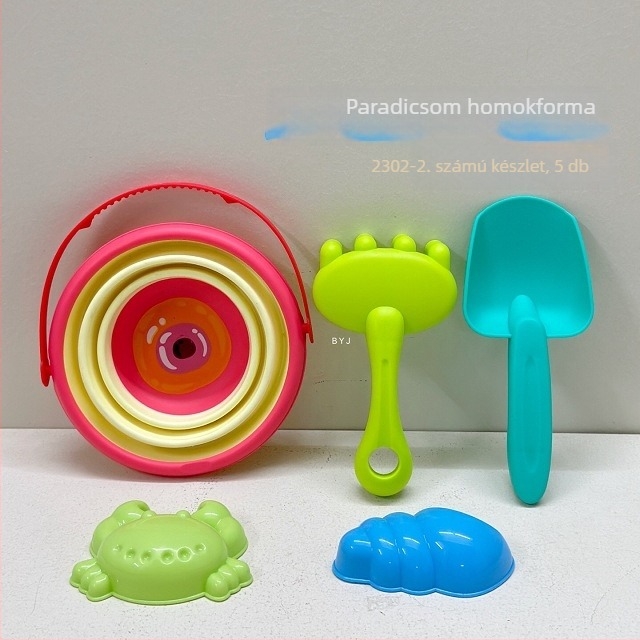 Összecsukható szilikon tengerparti homokvödör – hordozható homokozó készlet, műanyag kivitel, 15–35 éves fiatalok számára