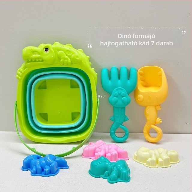 Összecsukható szilikon tengerparti homokvödör – hordozható homokozó készlet, műanyag kivitel, 15–35 éves fiatalok számára