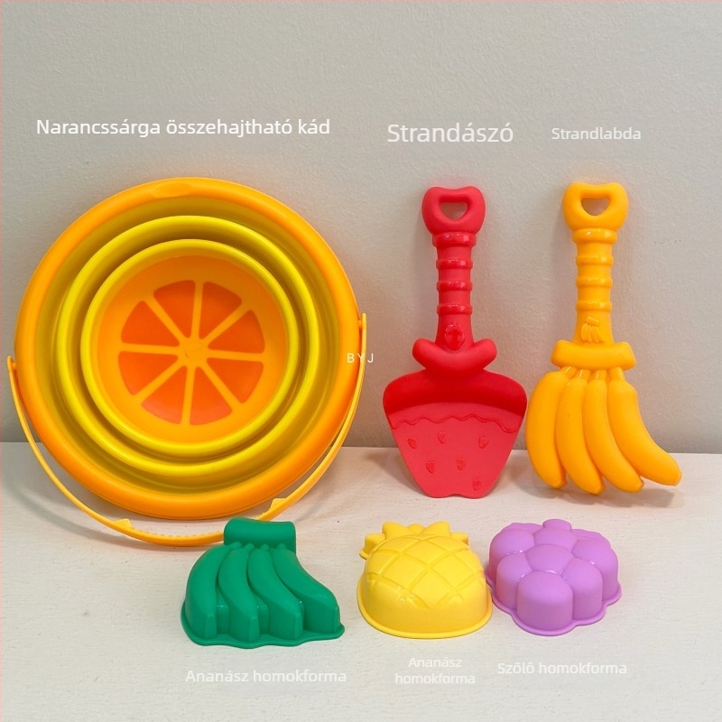 Összecsukható szilikon tengerparti homokvödör – hordozható homokozó készlet, műanyag kivitel, 15–35 éves fiatalok számára